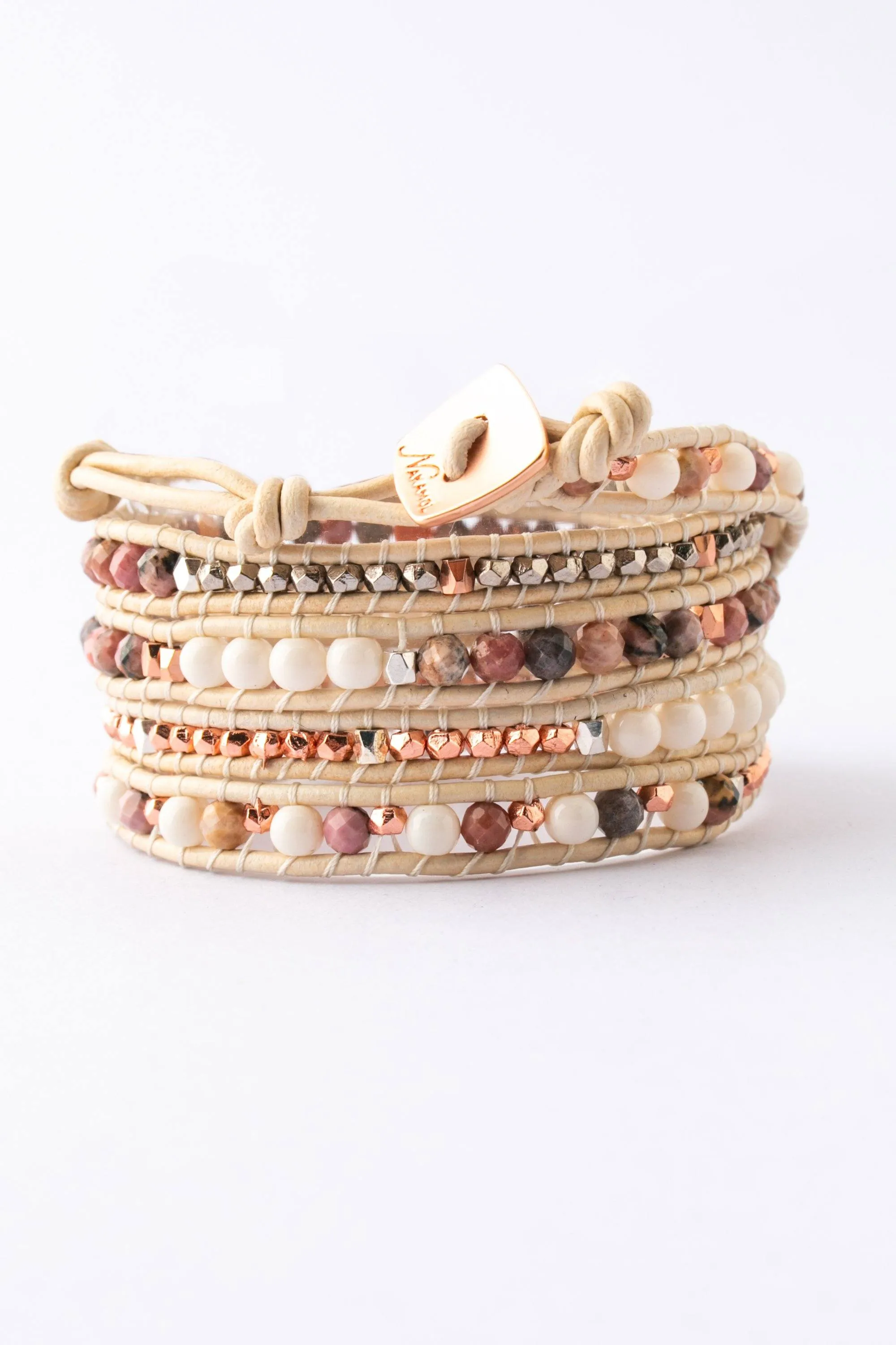Pink Jasper Five Layer Wrap