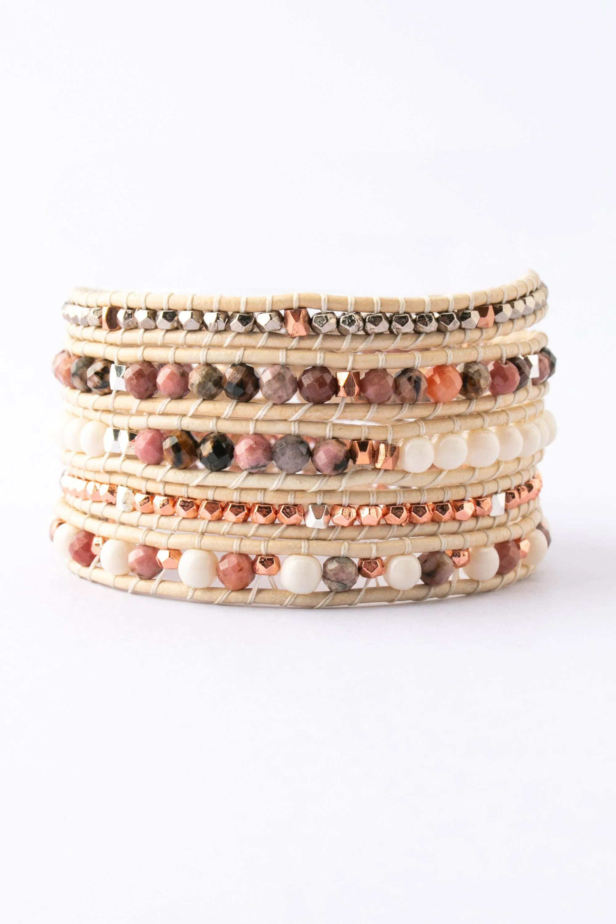 Pink Jasper Five Layer Wrap