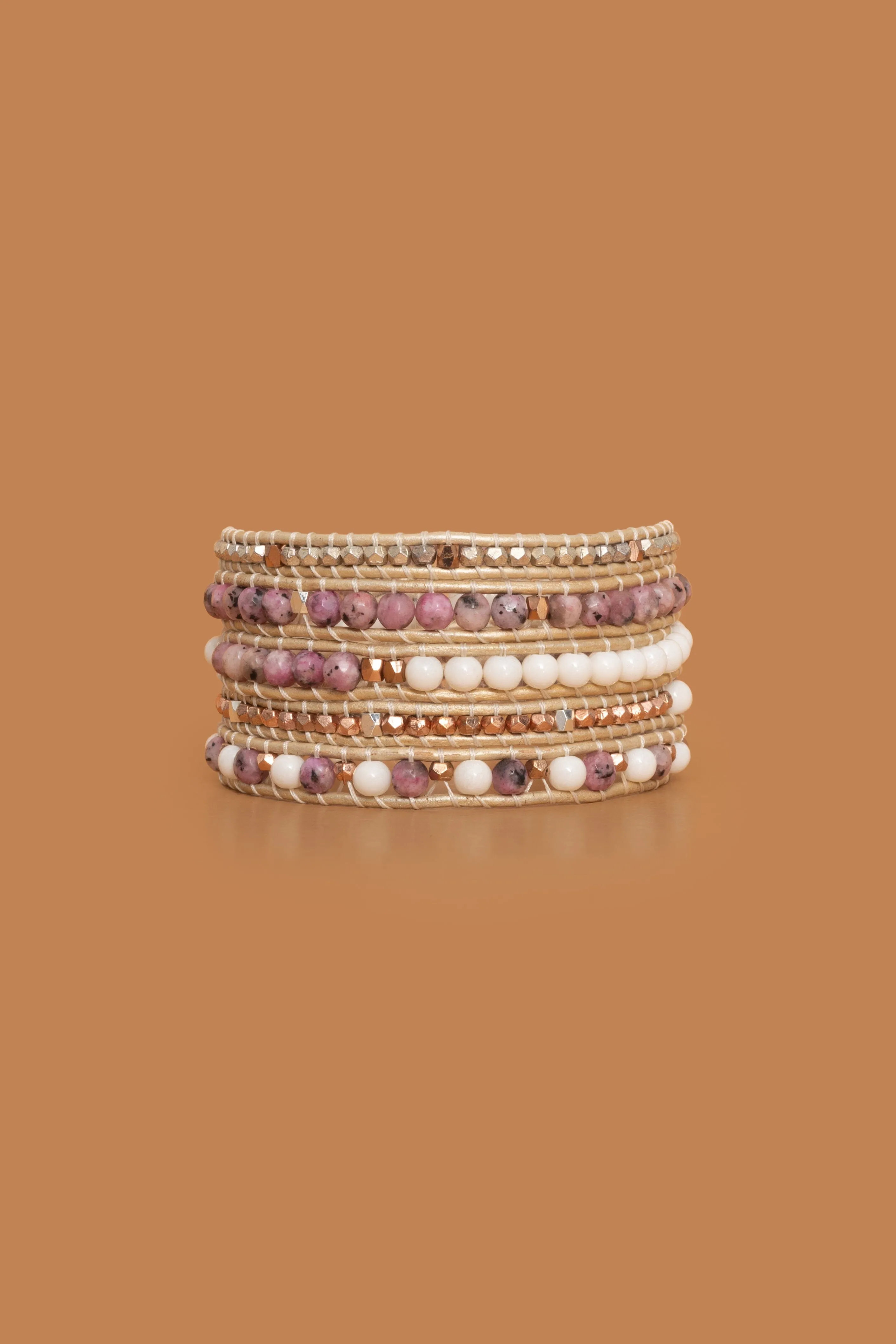 Pink Jasper Five Layer Wrap