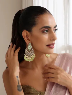 Pista Green Color Meenakari Kundan Earrings
