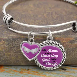 Purple My Mom Was So Amazing, God Made Her An Angel Charm Bracelet