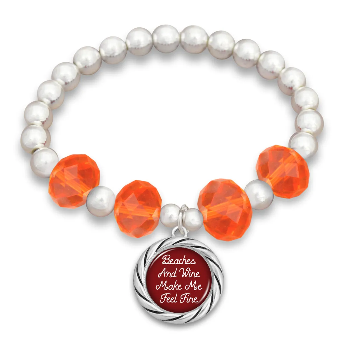 "Beaches and Wine Make Me Feel Fine"  Beaded Stretch Bracelet