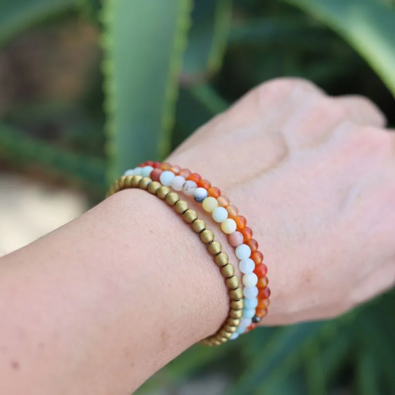 "Confidence" Amazonite Carnelian & Hematite Bracelet Set