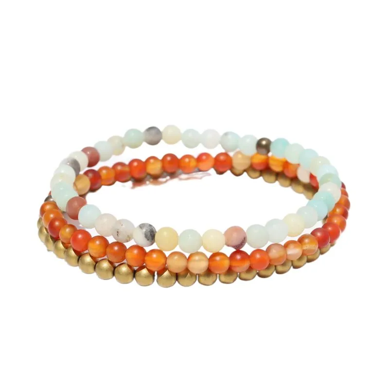 "Confidence" Amazonite Carnelian & Hematite Bracelet Set