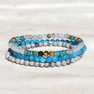 "Gratitude and Abundance" Apatite, Tigers Eye and Jasper Delicate Bracelet Stack