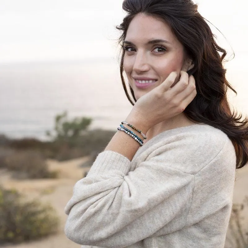 "Gratitude and Abundance" Apatite, Tigers Eye and Jasper Delicate Bracelet Stack