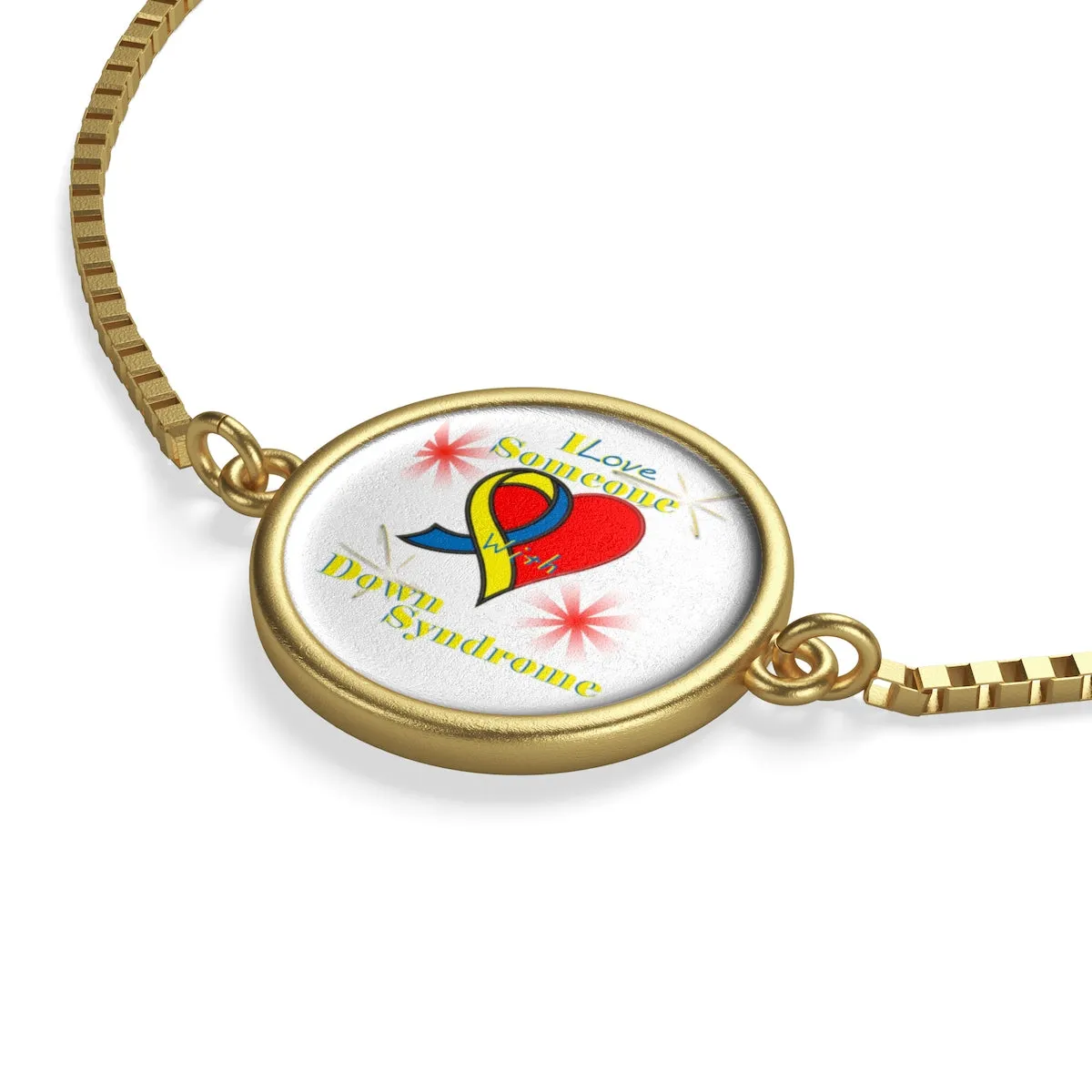 "I Love Someone with Down Syndrome" Box Chain Bracelet