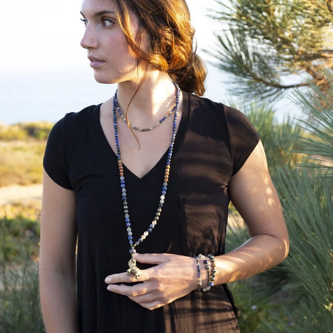 "Intuition and Strength" Sodalite and Quartz Crystal Delicate Gemstone Bracelet