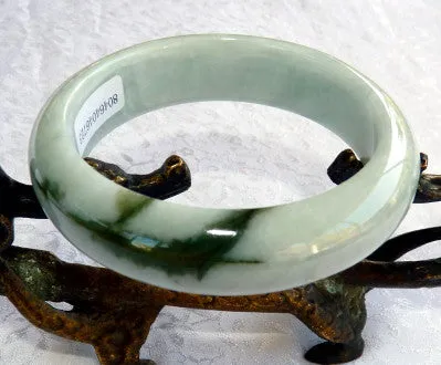 "Kiss of Yang" on Soft Green "Yin" Burmese Jadeite Bangle Bracelet 54 mm   Certificate (723)