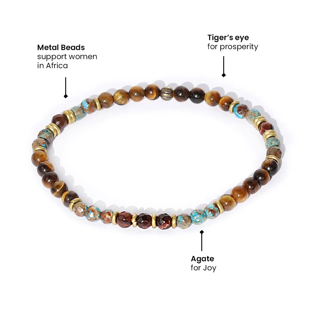 "Prosperity" Tiger's Eye and Agate Delicate Bracelet