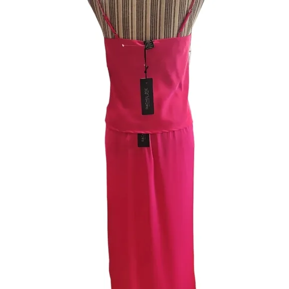 RACHEL ZOE Women Gorgeous 2 Piece Set Pink Satin Nightgown Size XS