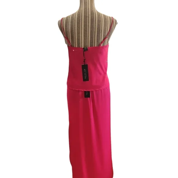 RACHEL ZOE Women Gorgeous 2 Piece Set Pink Satin Nightgown Size XS