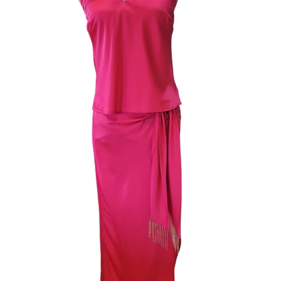RACHEL ZOE Women Gorgeous 2 Piece Set Pink Satin Nightgown Size XS
