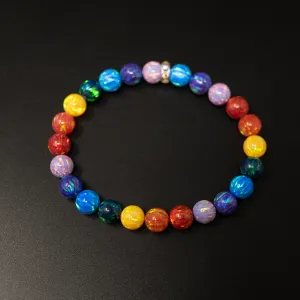 Rainbow Opal Beaded Bracelet - Alternating Color Pattern