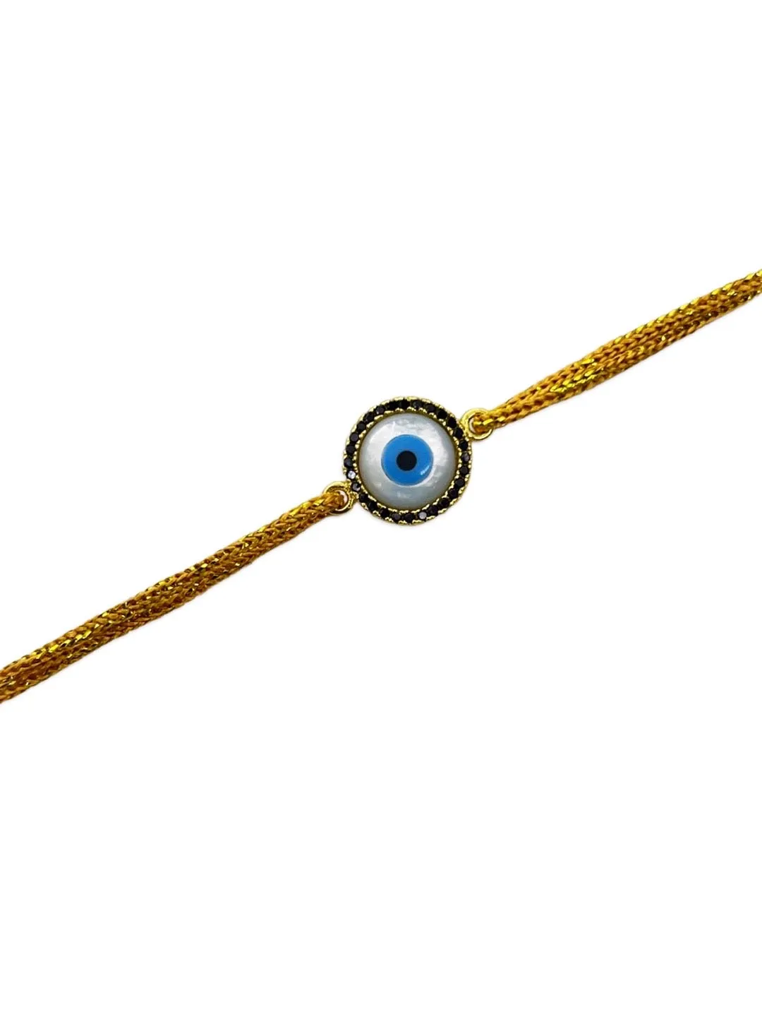 (Rakhi Set of 2) Fancy American Diamond Evil Eye Bracelet And Rakhi Thread For Bhabhi-Brother