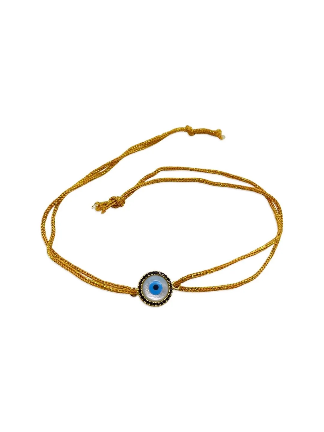(Rakhi Set of 2) Fancy American Diamond Evil Eye Bracelet And Rakhi Thread For Bhabhi-Brother