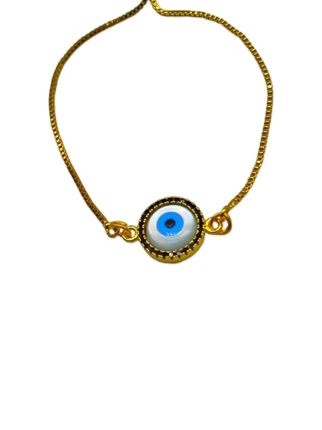 (Rakhi Set of 2) Fancy American Diamond Evil Eye Bracelet And Rakhi Thread For Bhabhi-Brother