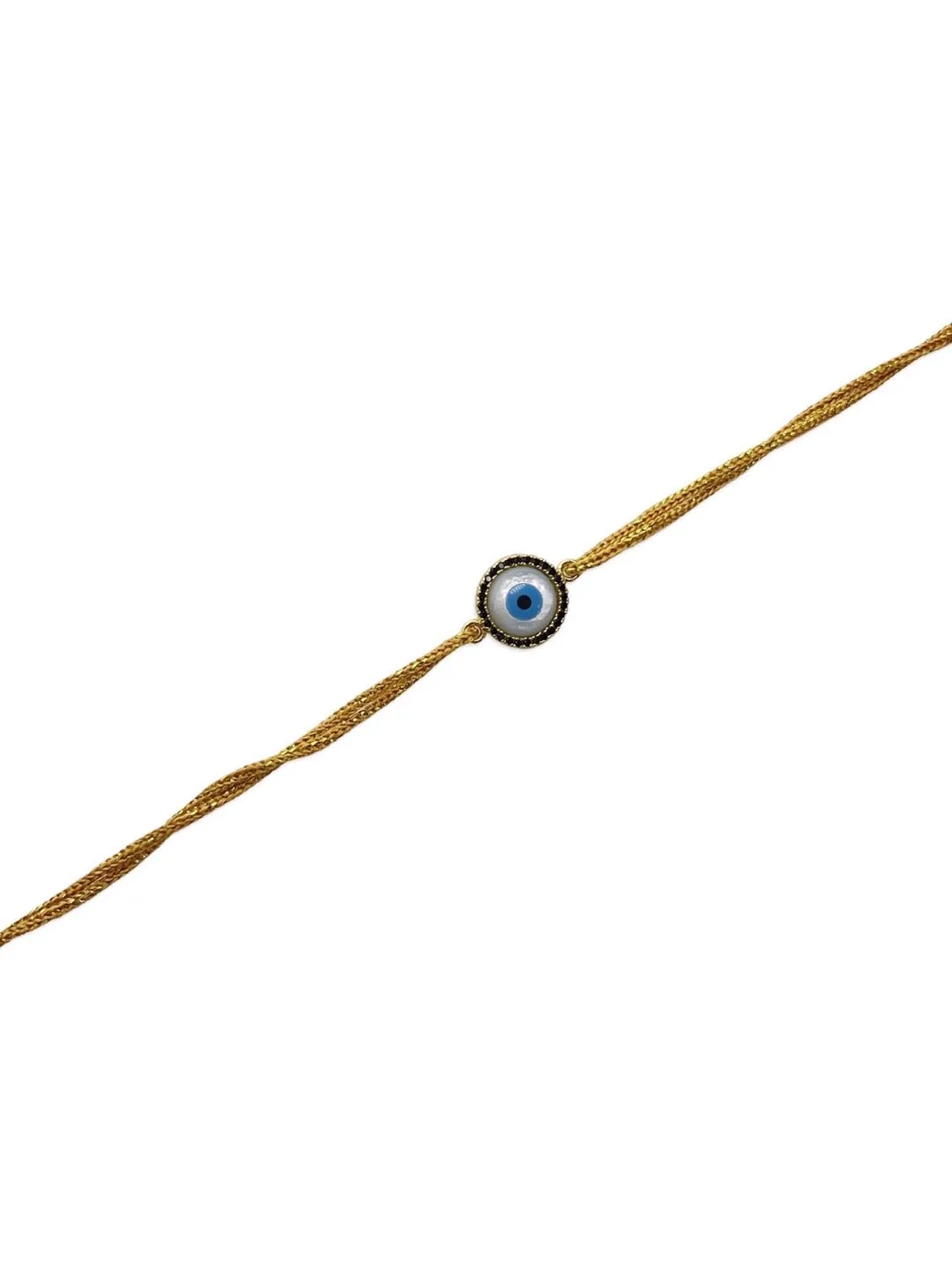 (Rakhi Set of 2) Fancy American Diamond Evil Eye Bracelet And Rakhi Thread For Bhabhi-Brother