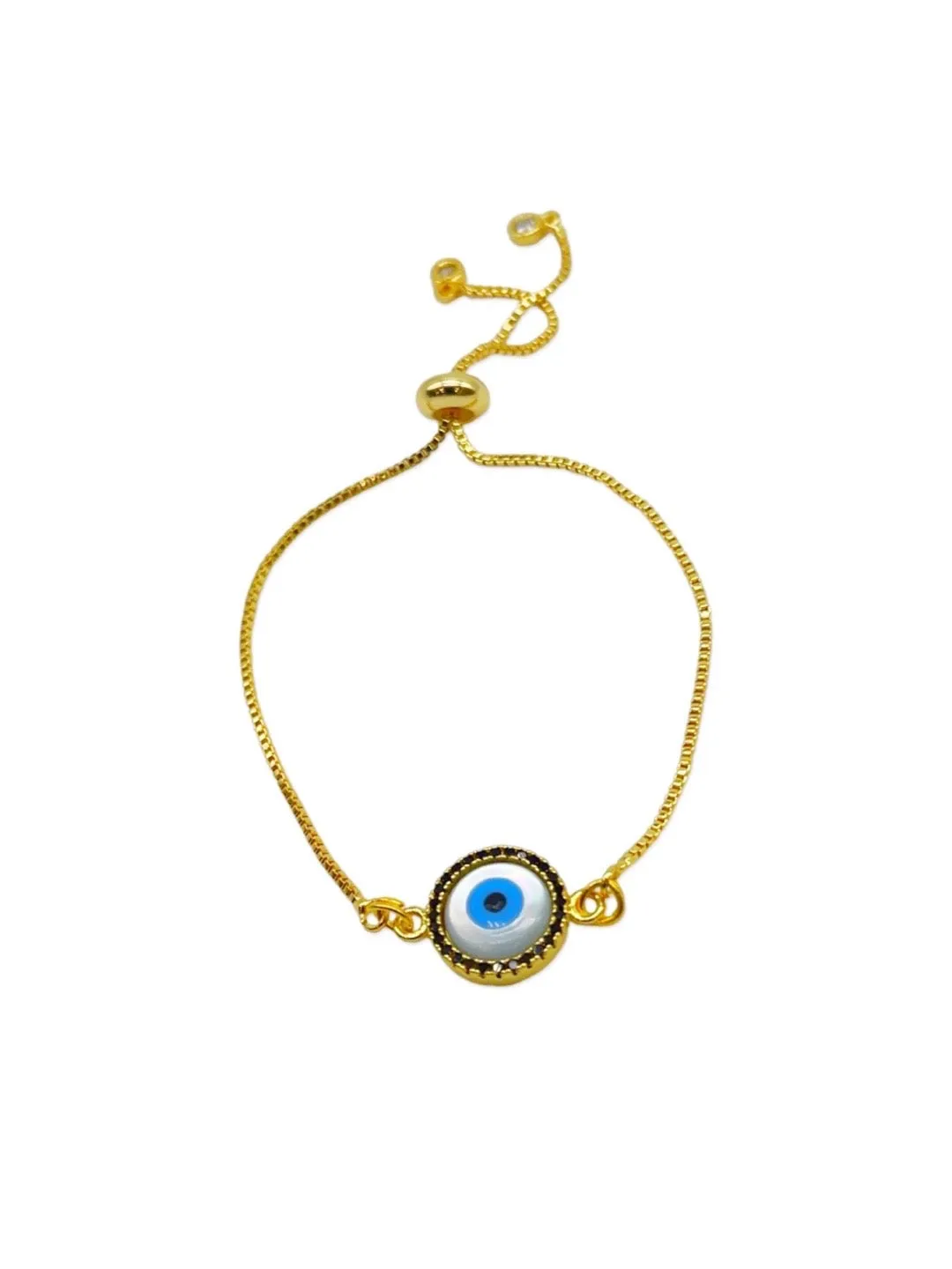(Rakhi Set of 2) Fancy American Diamond Evil Eye Bracelet And Rakhi Thread For Bhabhi-Brother