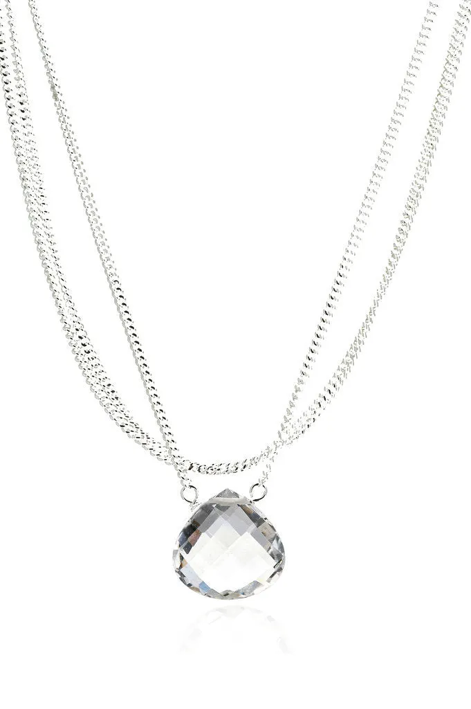 Rock Crystal Quartz Triple Strand Necklace