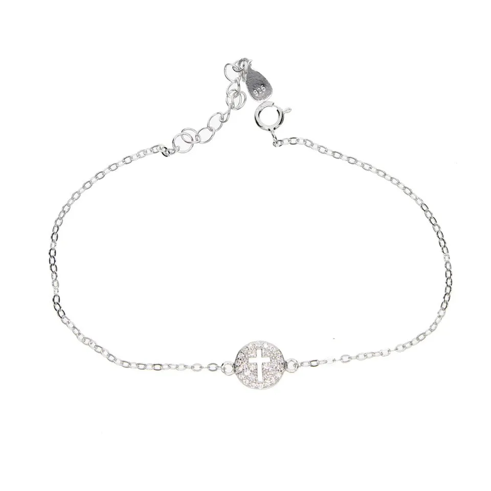 Round Cross Charm Pendant Bracelet