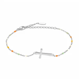 S925 Cross Rainbow Dot Bracelet