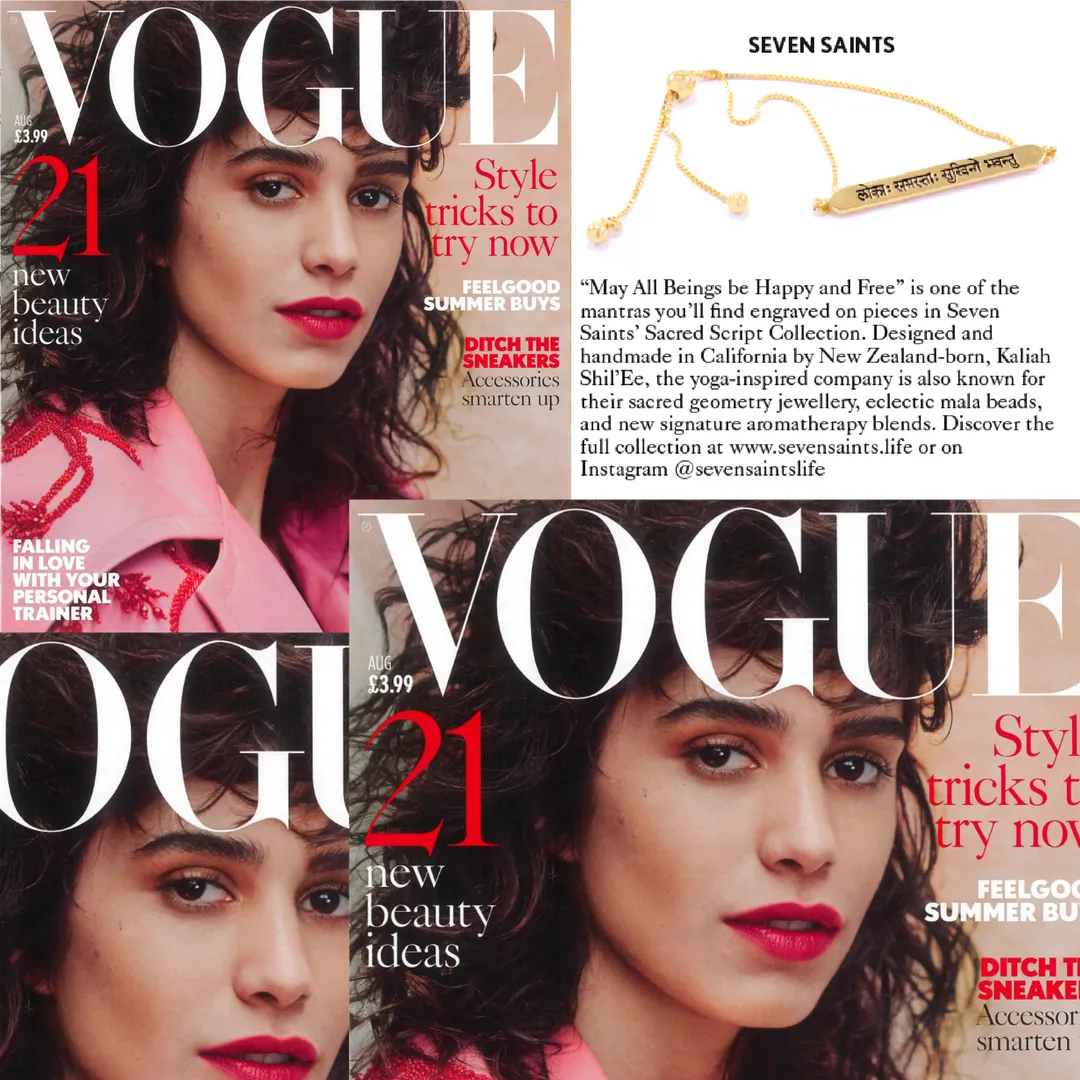 Sanskrit Chant "May All Beings Be Happy & Free" Sterling Silver Box Chain Bracelet, 18K Gold, *Seen in Vogue