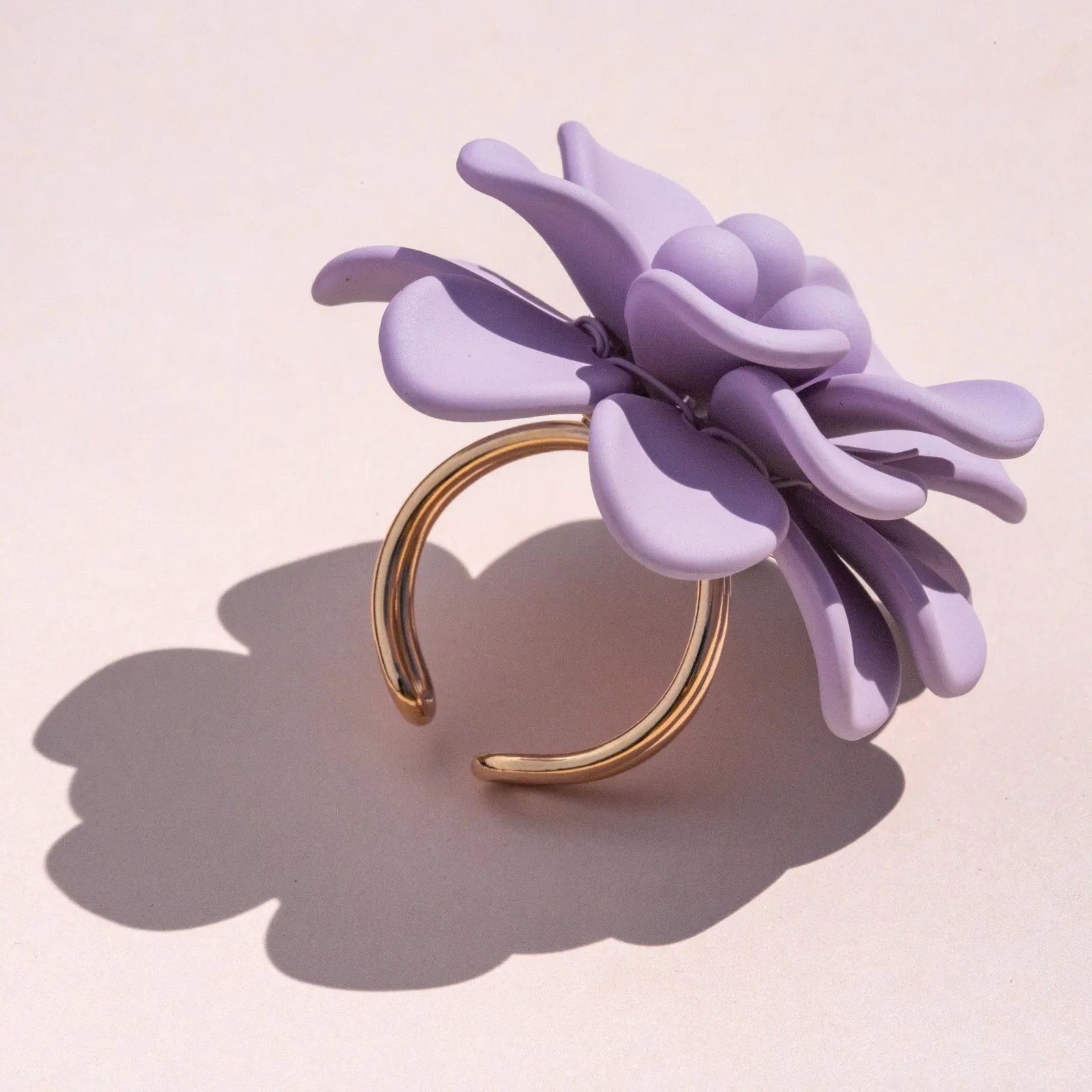 Sardinian Lavender Hibiscus Silk Effect Adjustable Ring