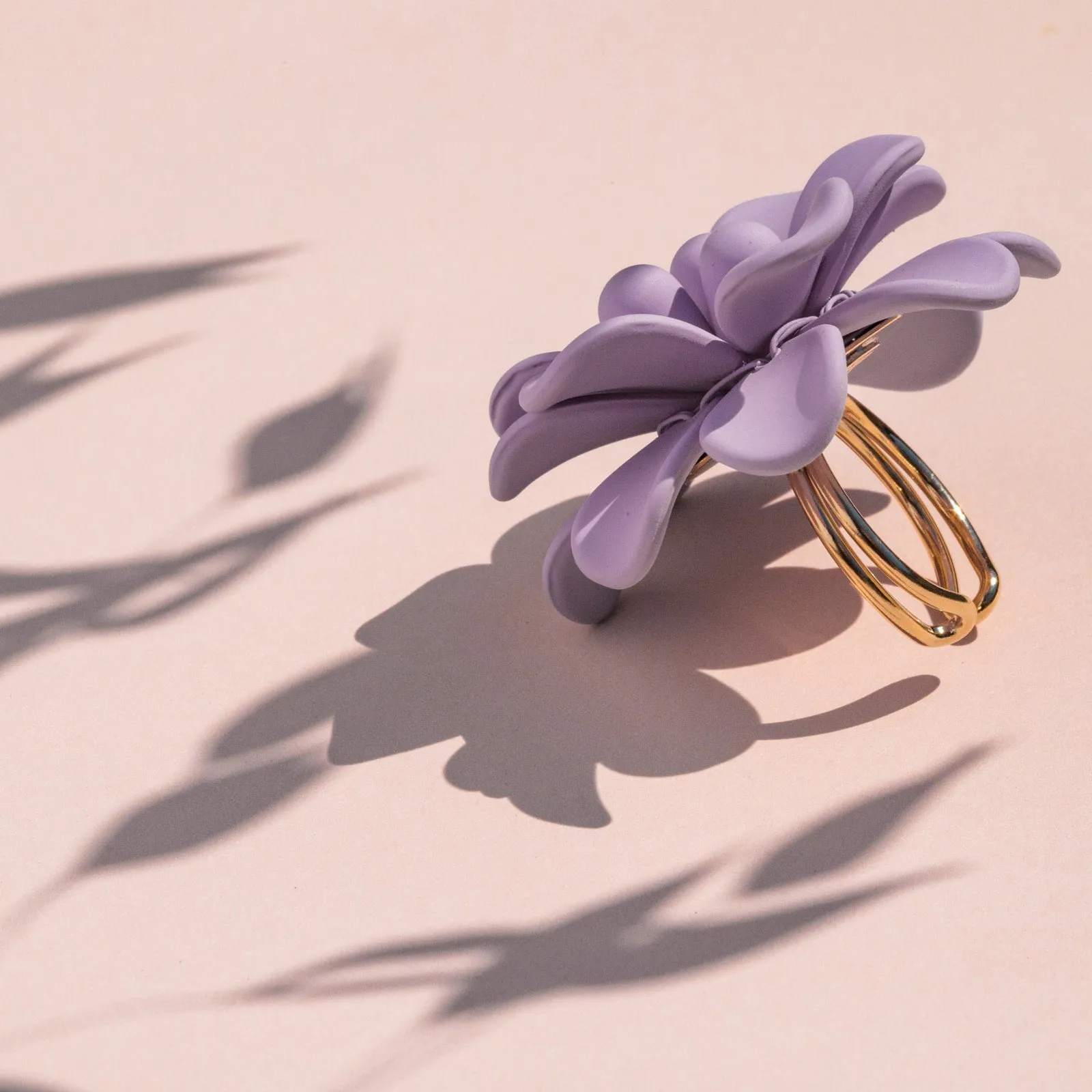 Sardinian Lavender Hibiscus Silk Effect Adjustable Ring