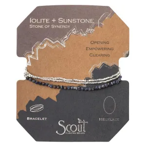 Scout Curated Wears Delicate Stone Wrap Bracelet/Necklace - Iolite & Sunstone