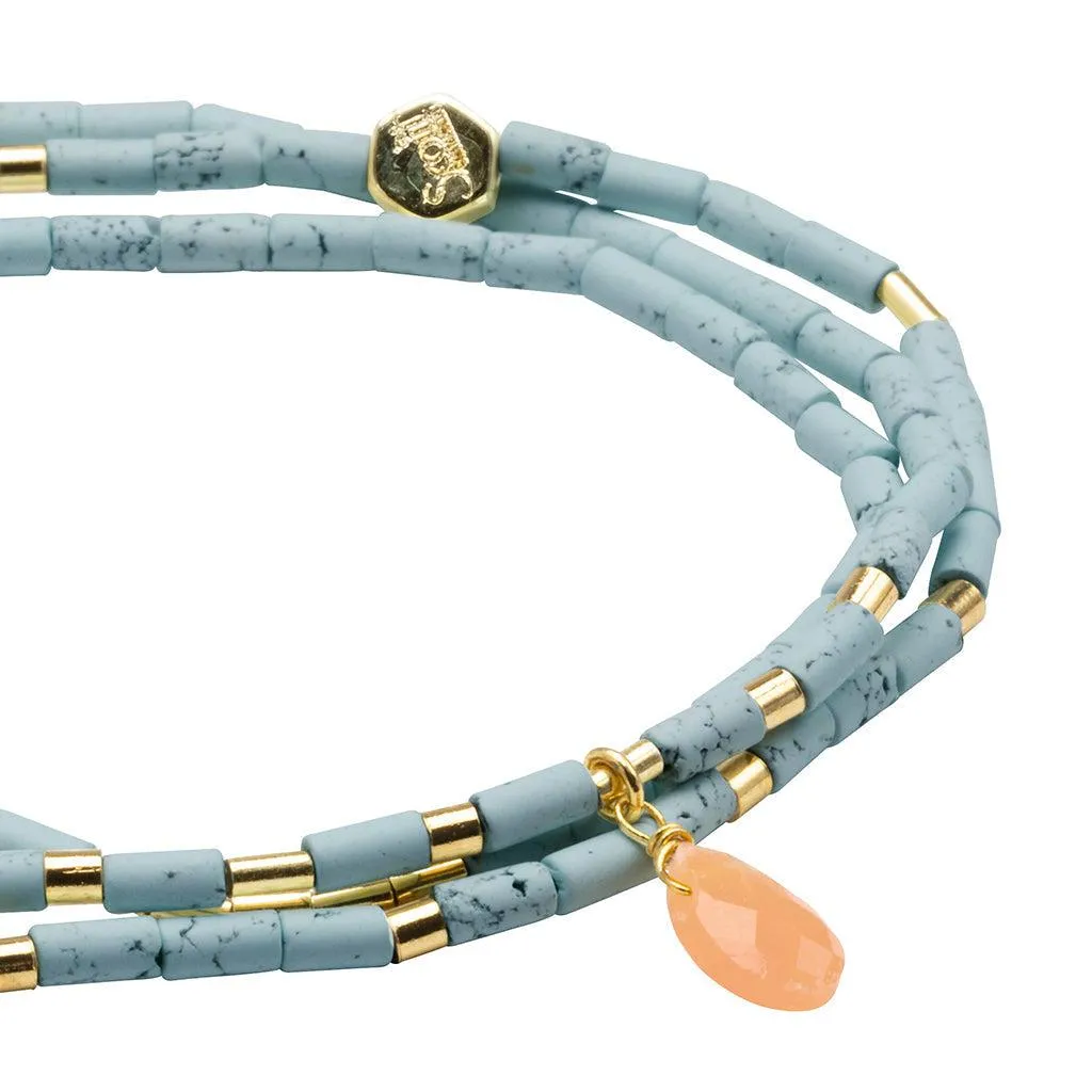 Scout Curated Wears Teardrop Stone Wrap Bracelet - Blue Howlite/Sunstone