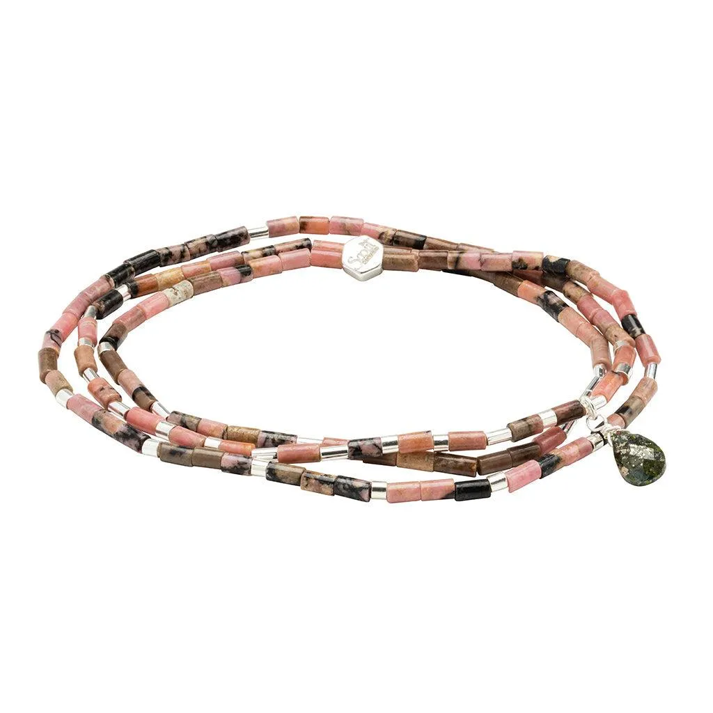 Scout Curated Wears Teardrop Stone Wrap Bracelet - Rhodonite/Pyrite