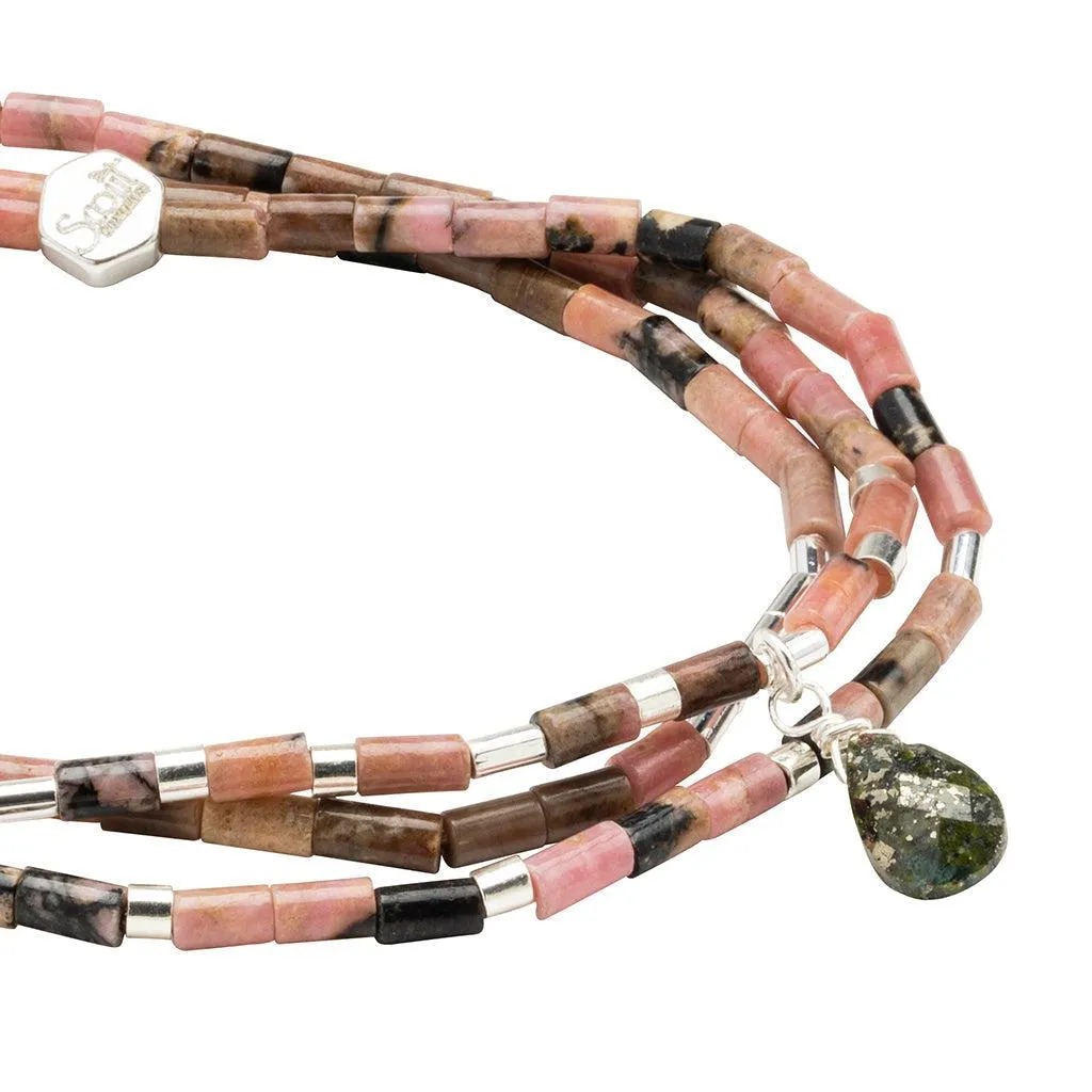 Scout Curated Wears Teardrop Stone Wrap Bracelet - Rhodonite/Pyrite
