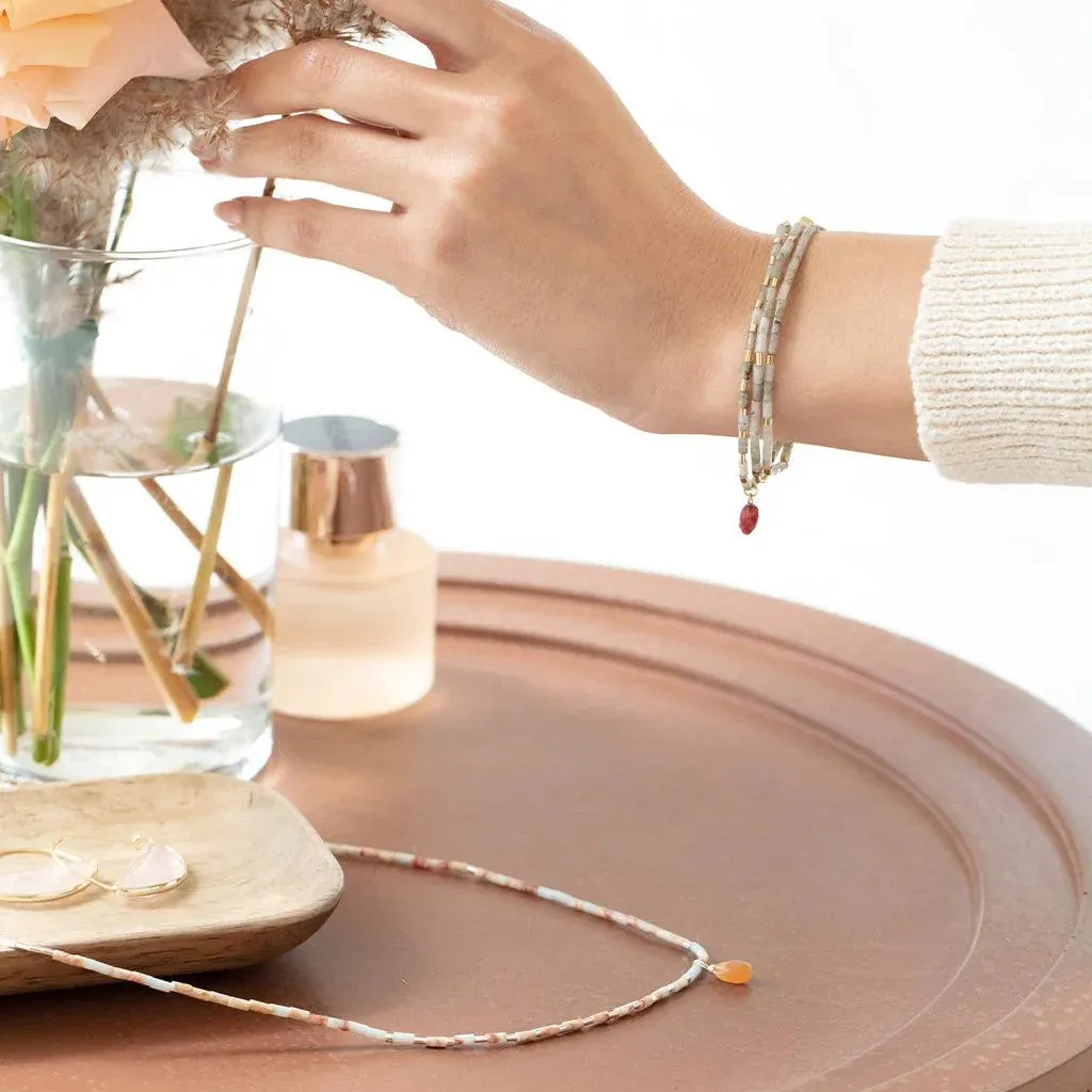 Scout Curated Wears Teardrop Stone Wrap Bracelet - Teal Jade/Pyrite