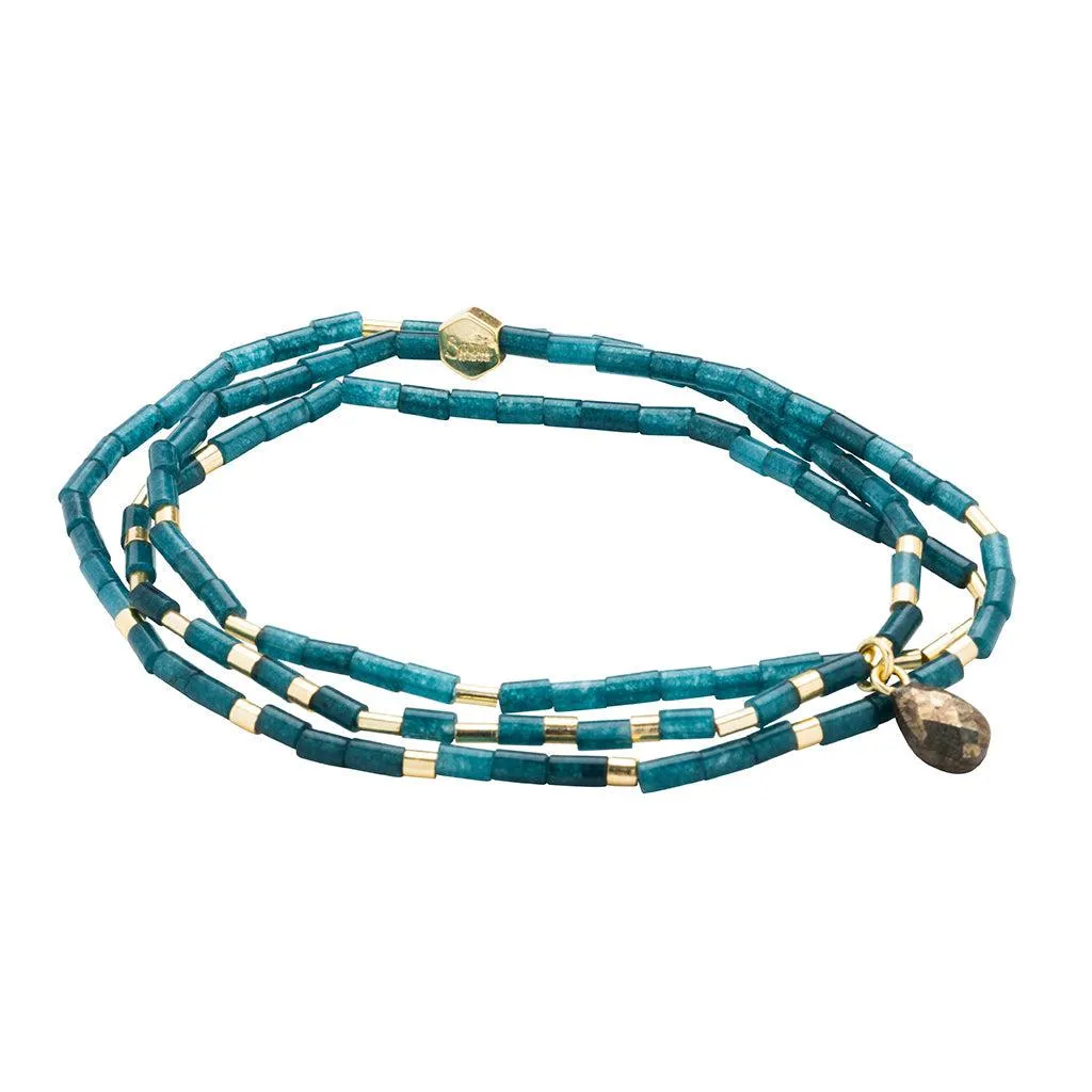 Scout Curated Wears Teardrop Stone Wrap Bracelet - Teal Jade/Pyrite
