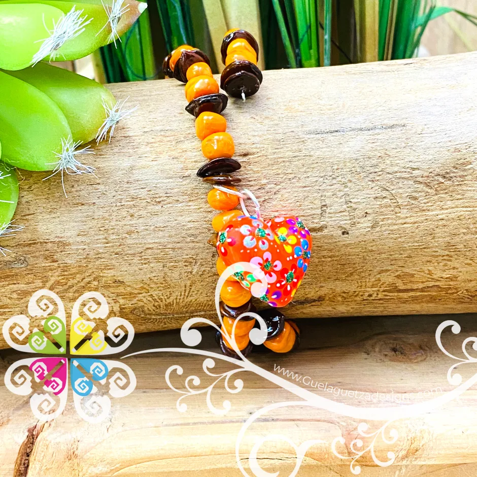 Seeds Artisan Bracelet with Wood Heart