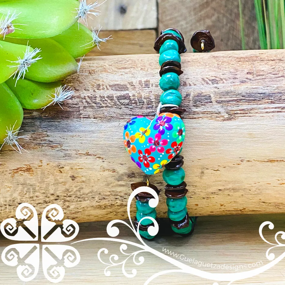 Seeds Artisan Bracelet with Wood Heart