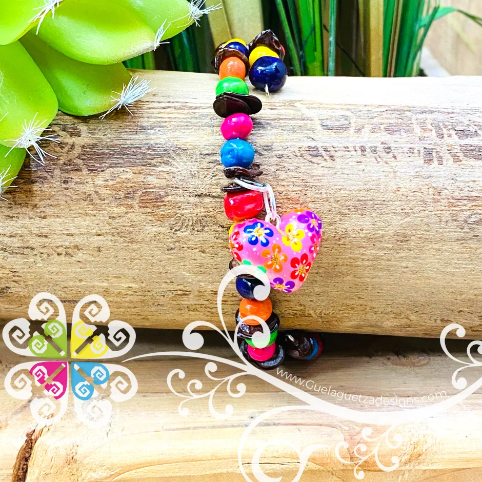 Seeds Artisan Bracelet with Wood Heart