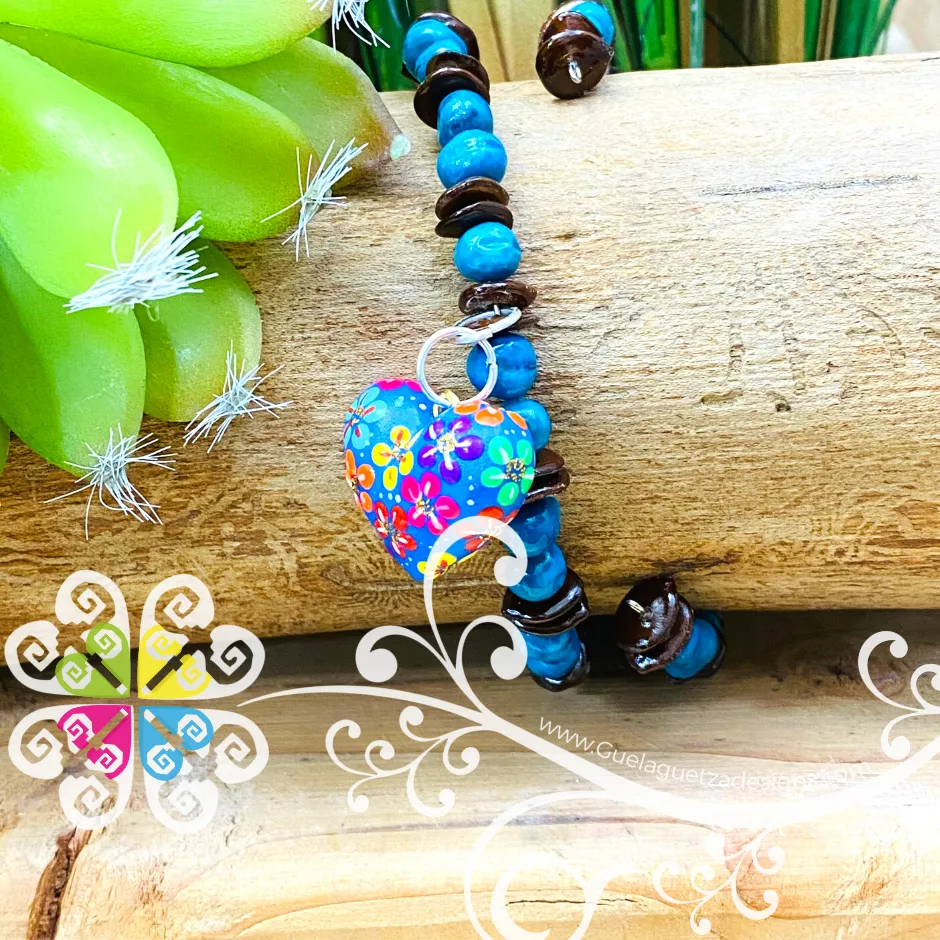Seeds Artisan Bracelet with Wood Heart