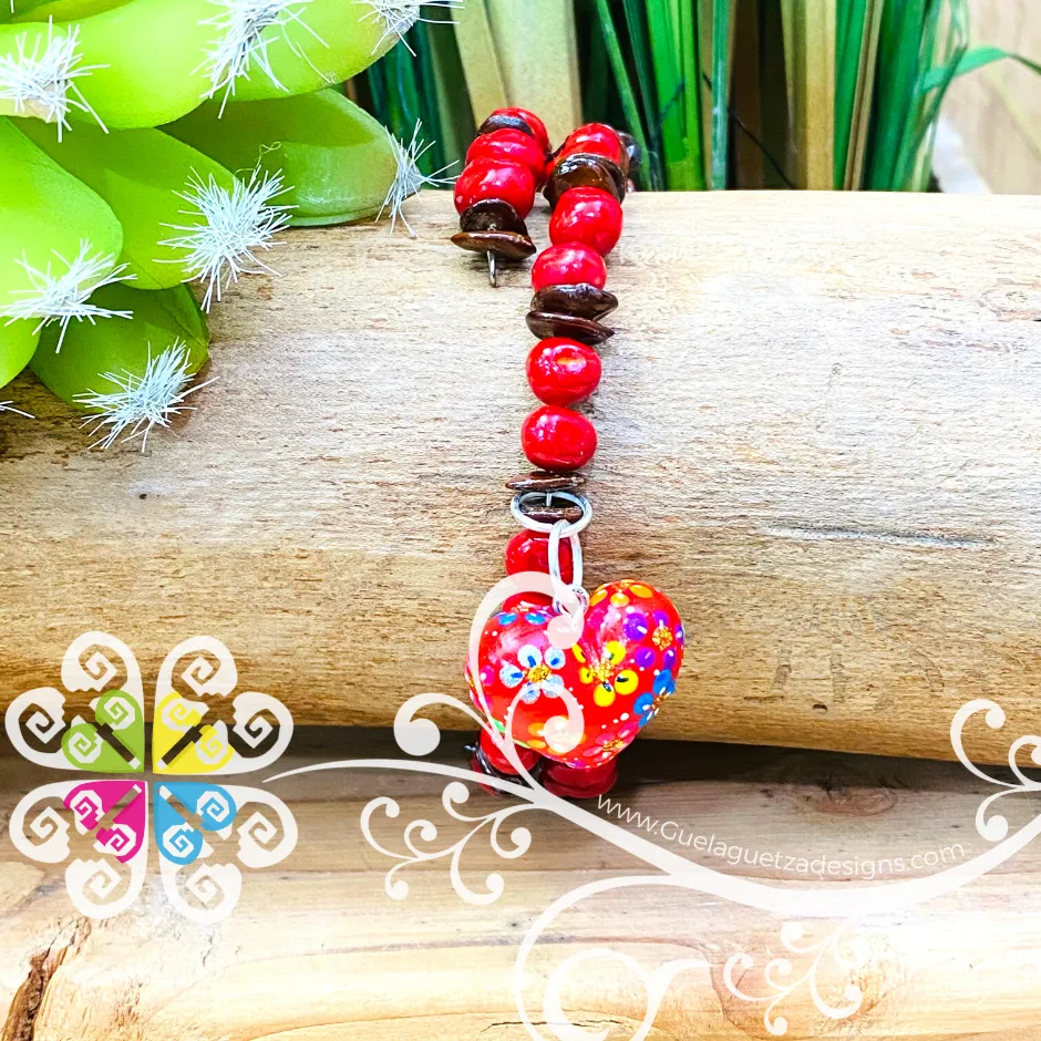 Seeds Artisan Bracelet with Wood Heart