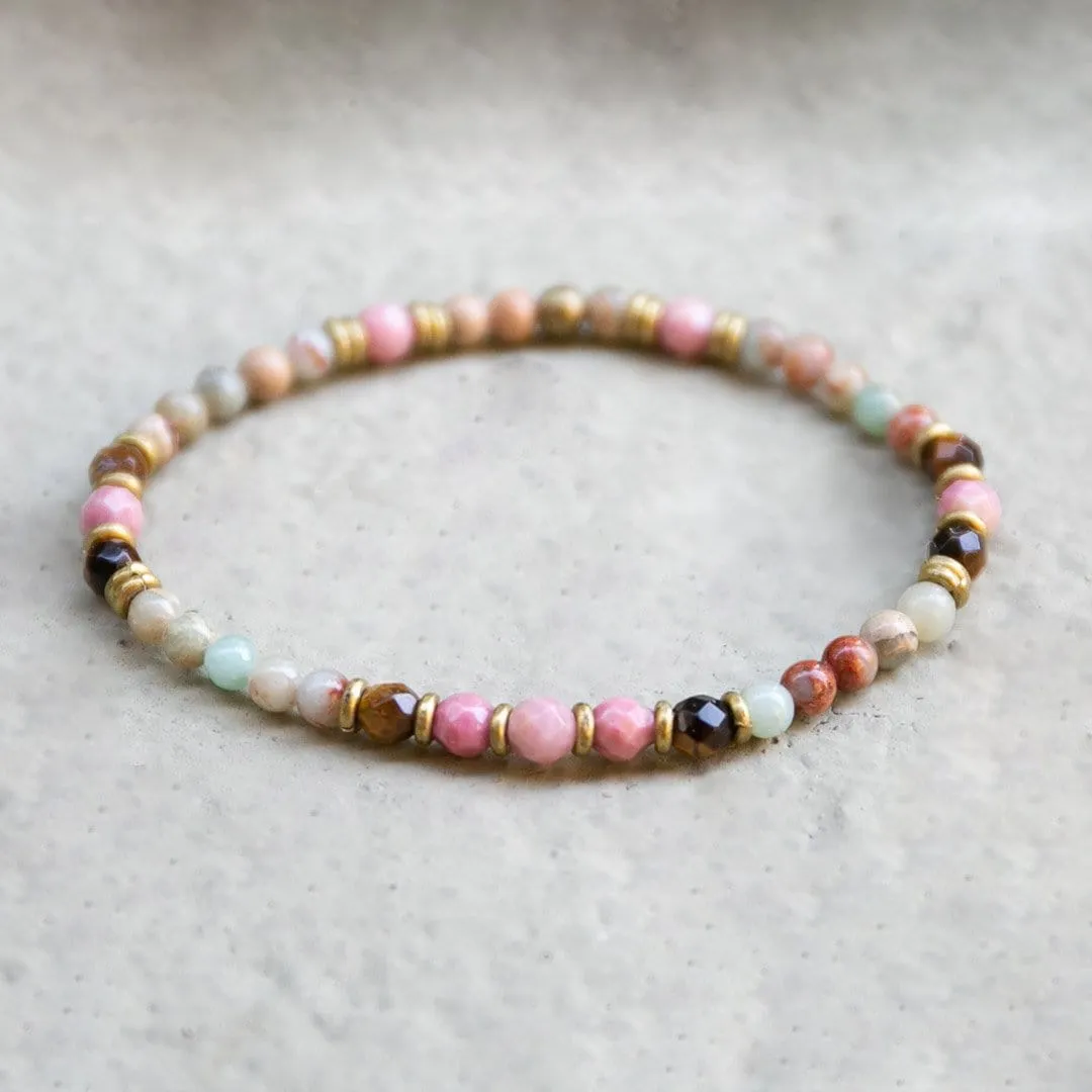 Serpentine and Rhodochrosite Delicate Bracelet *Final Sale*