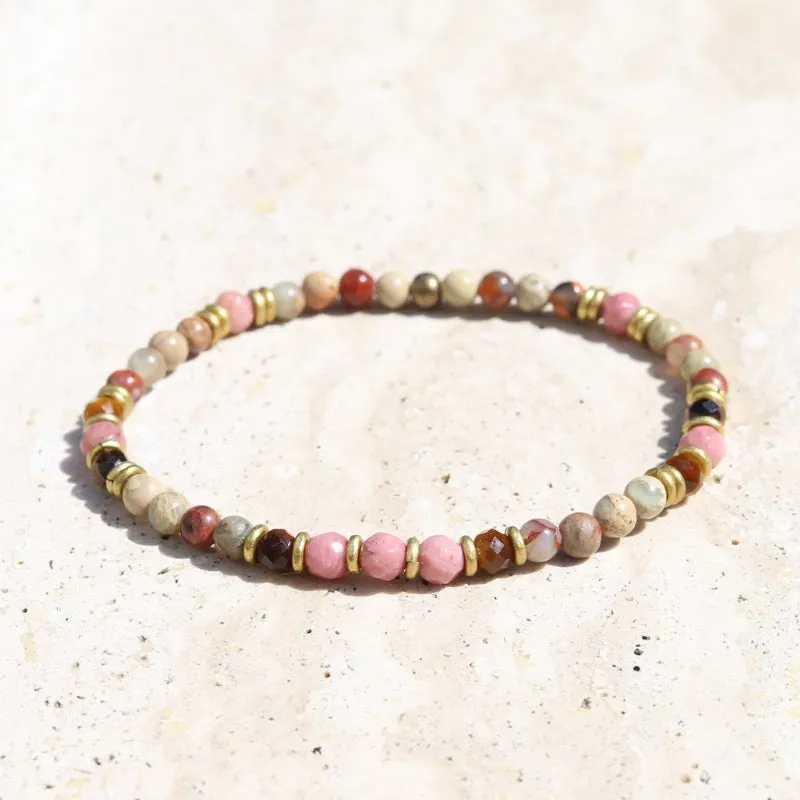 Serpentine and Rhodochrosite Delicate Bracelet *Final Sale*