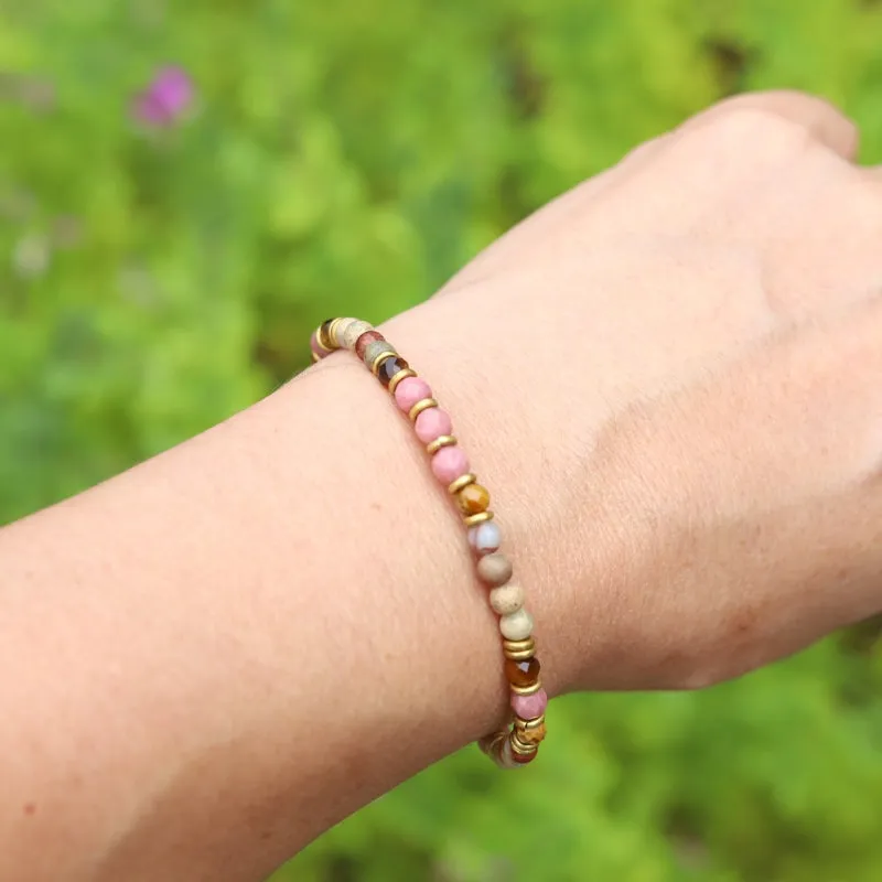 Serpentine and Rhodochrosite Delicate Bracelet *Final Sale*