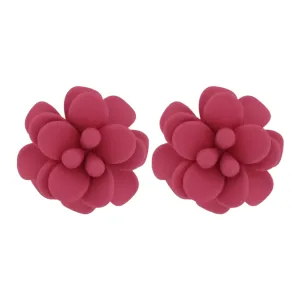 Sicilian Hot Pink Bougainvillea Hibiscus Stud Earrings - Silk Effect