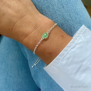 Silver Chrysoprase Chain Bracelet