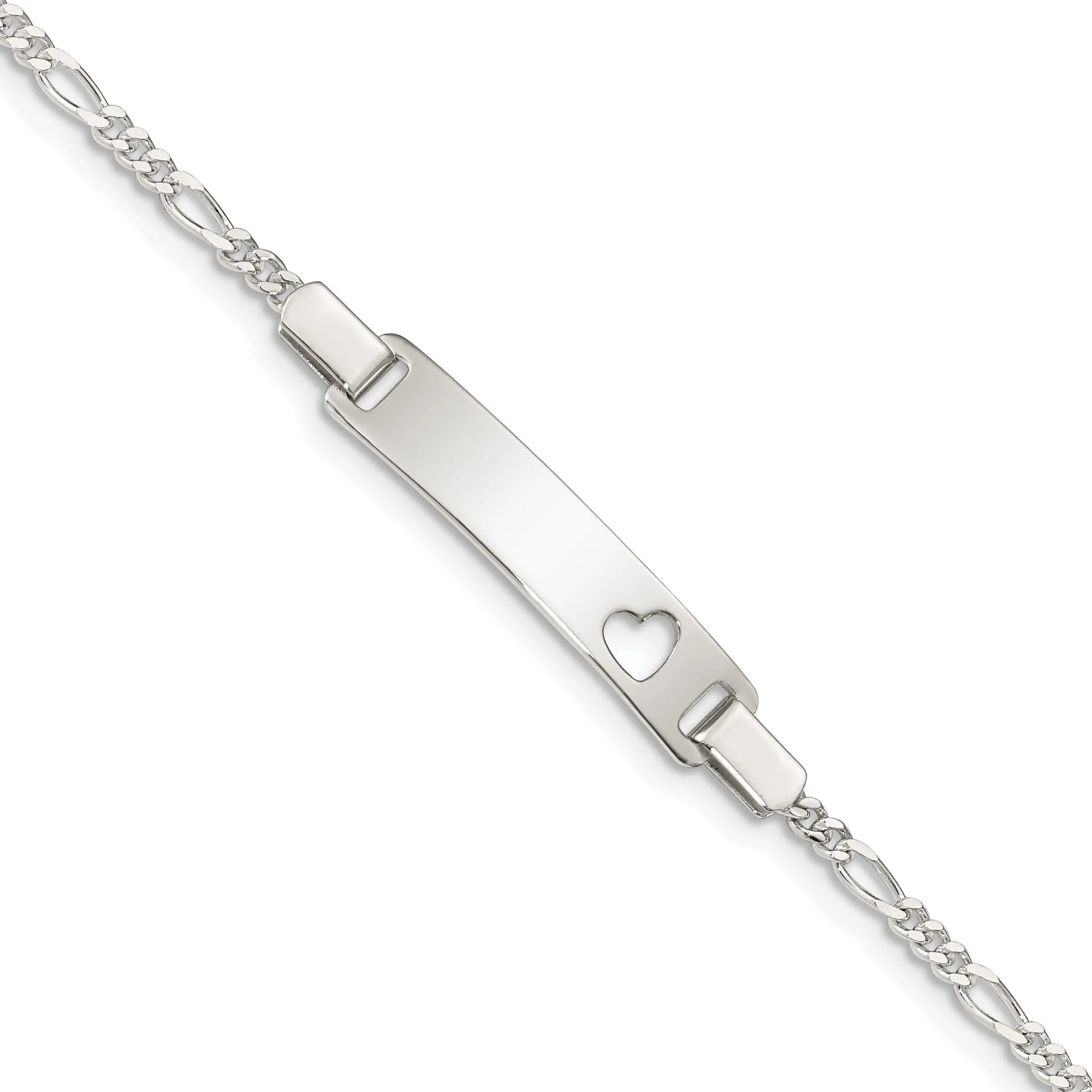 Silver Engravable Baby ID Cutout Heart Bracelet