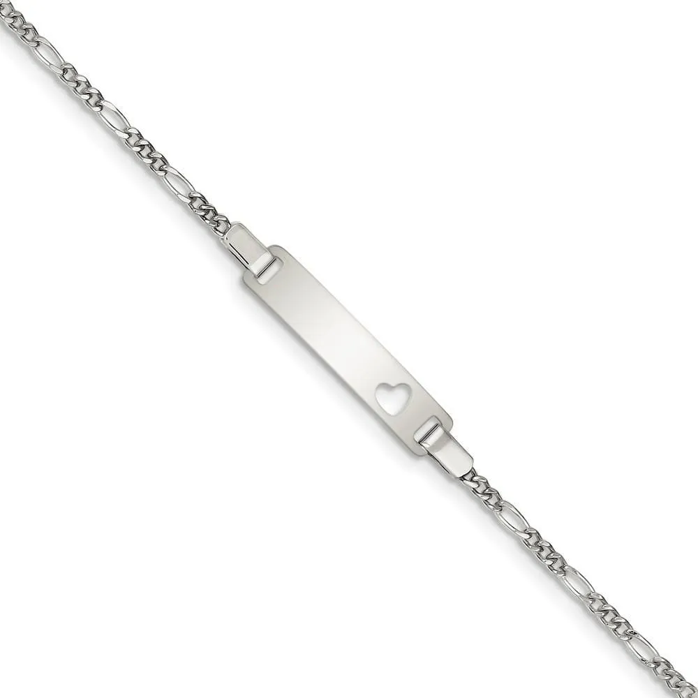 Silver Engravable Baby ID Cutout Heart Bracelet