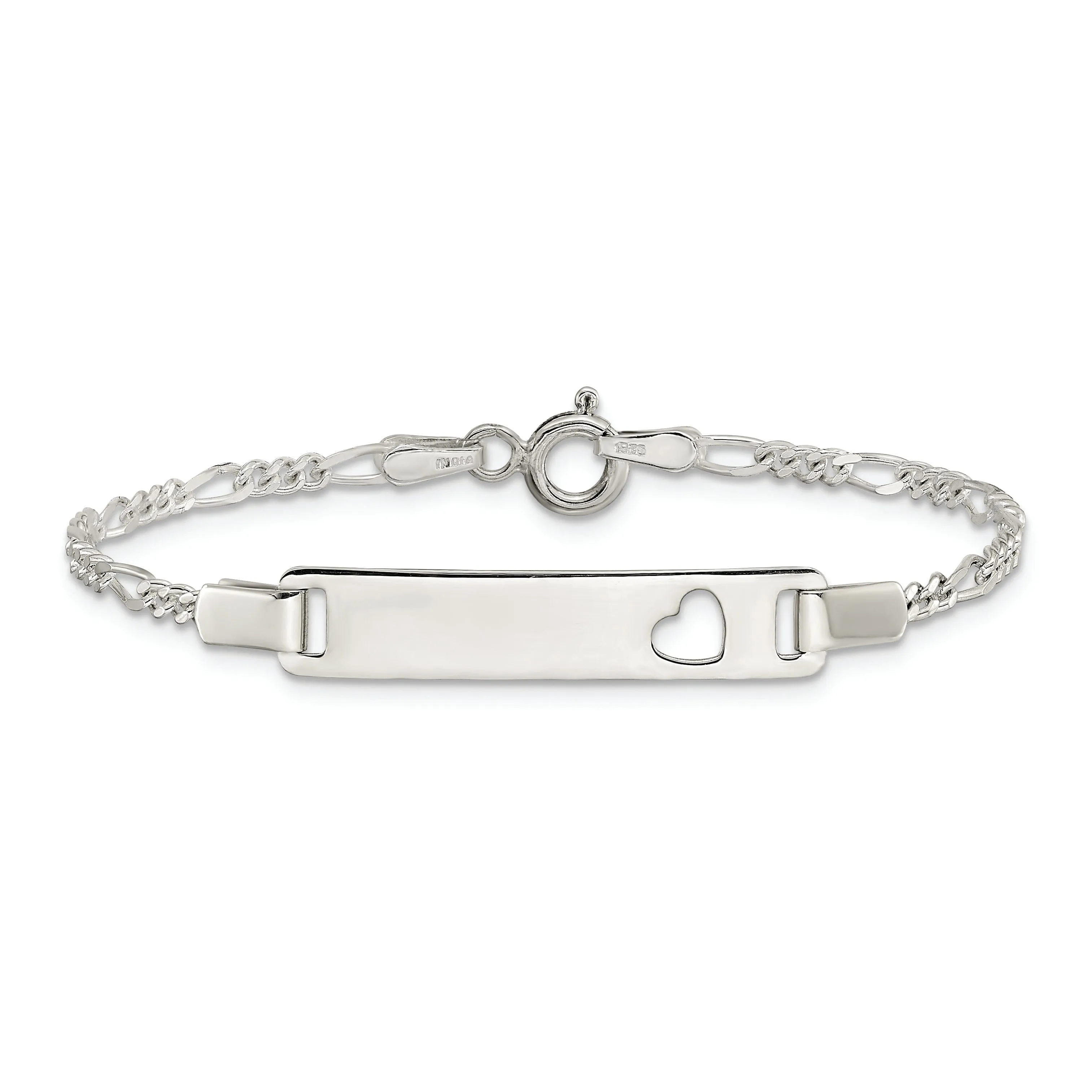 Silver Engravable Baby ID Cutout Heart Bracelet