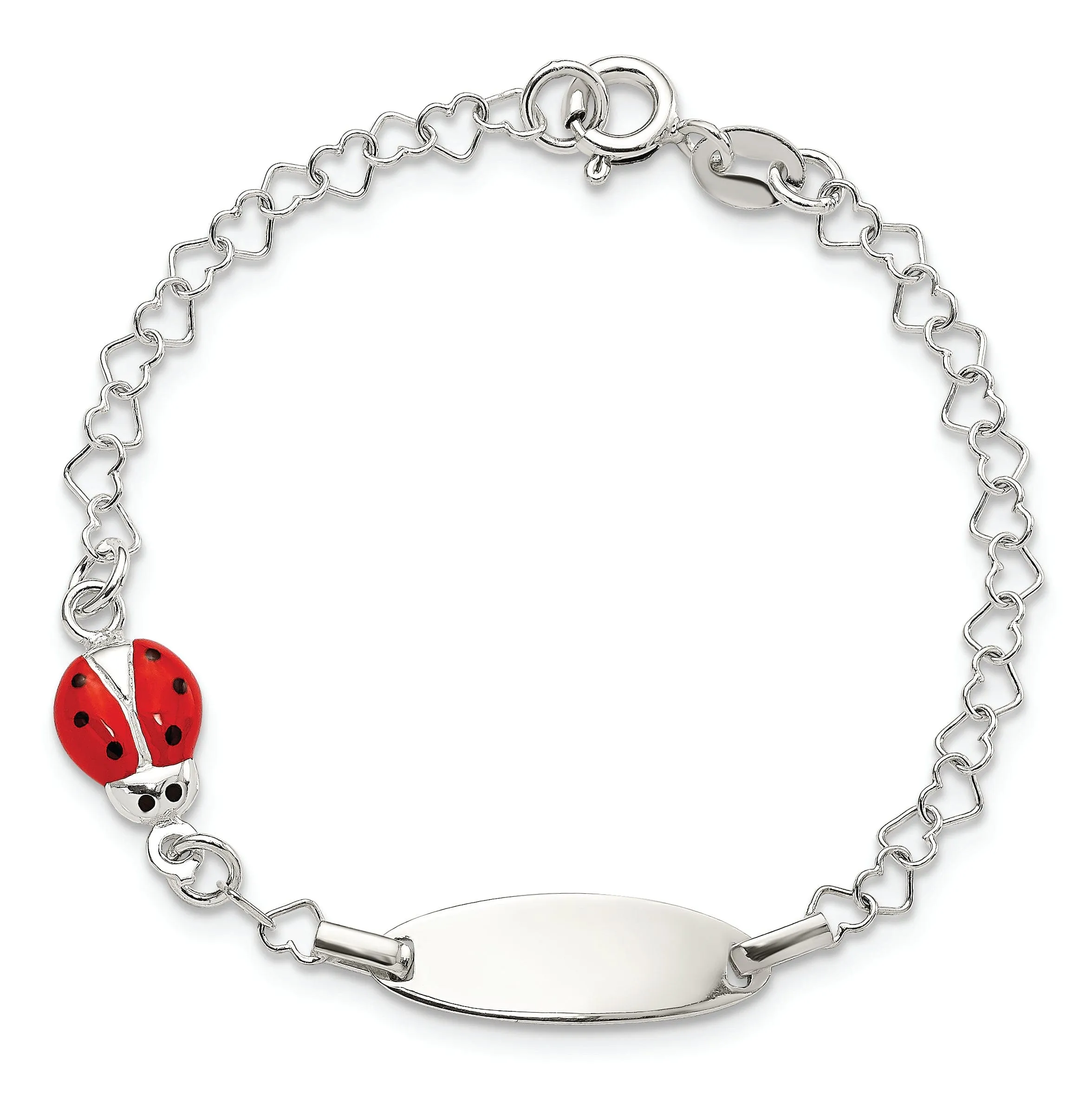 Silver Lady Bug Baby Engraveable ID Bracelet