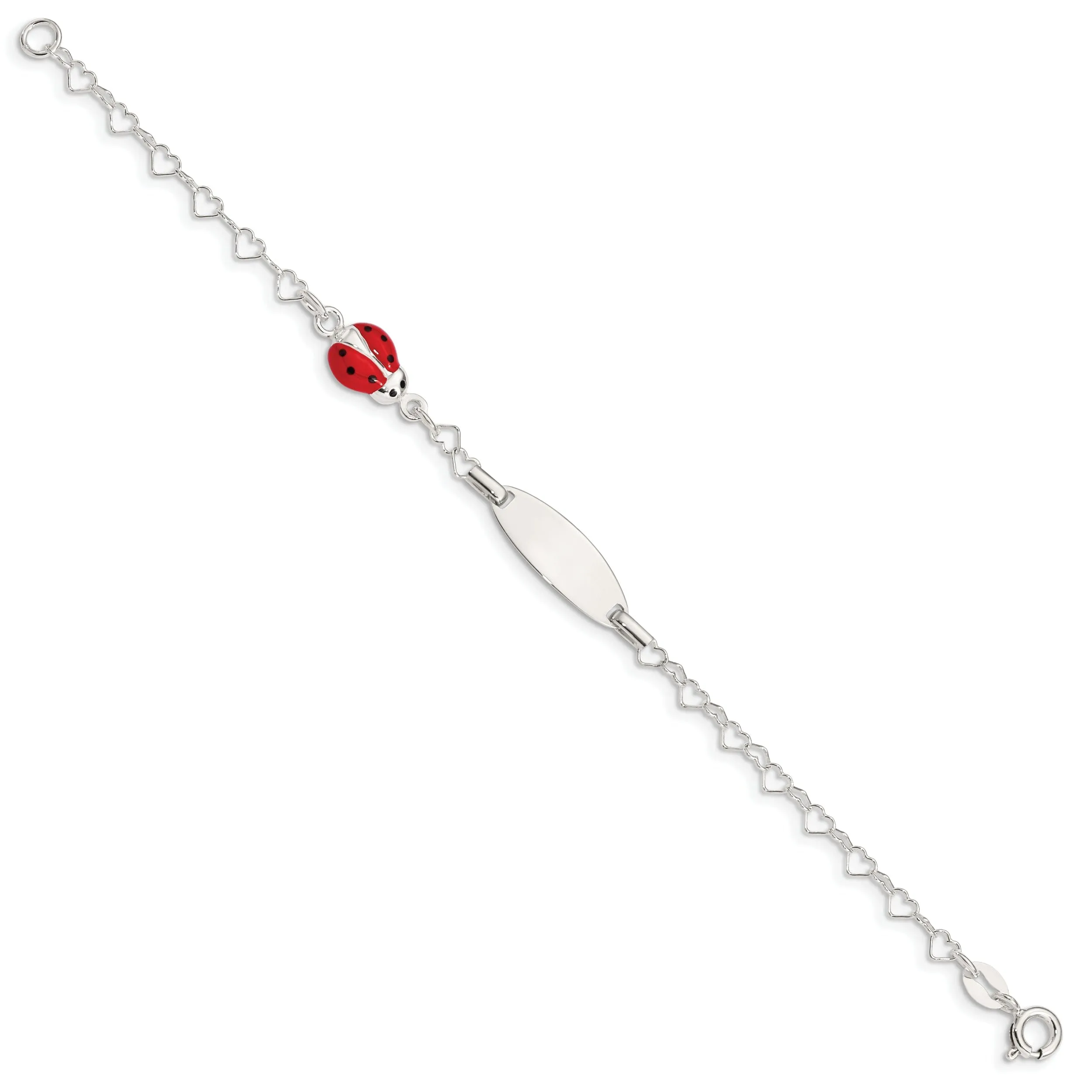 Silver Lady Bug Baby Engraveable ID Bracelet